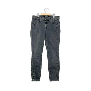 J Brand Womens Button Cropped Ankle Skinny Jeans Chrome Faded Grey 28